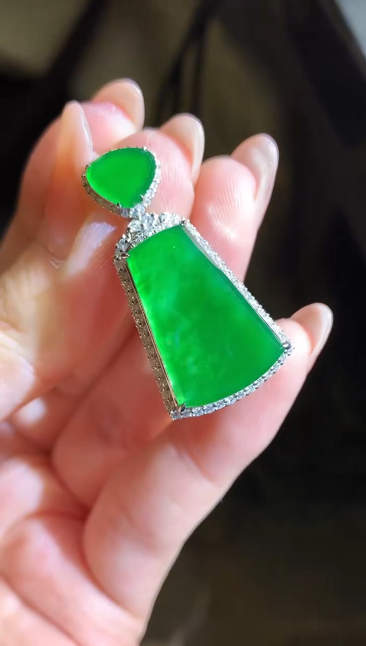 【闪购商品】翡翠吊坠(不含链)18K金镶嵌48-无事牌