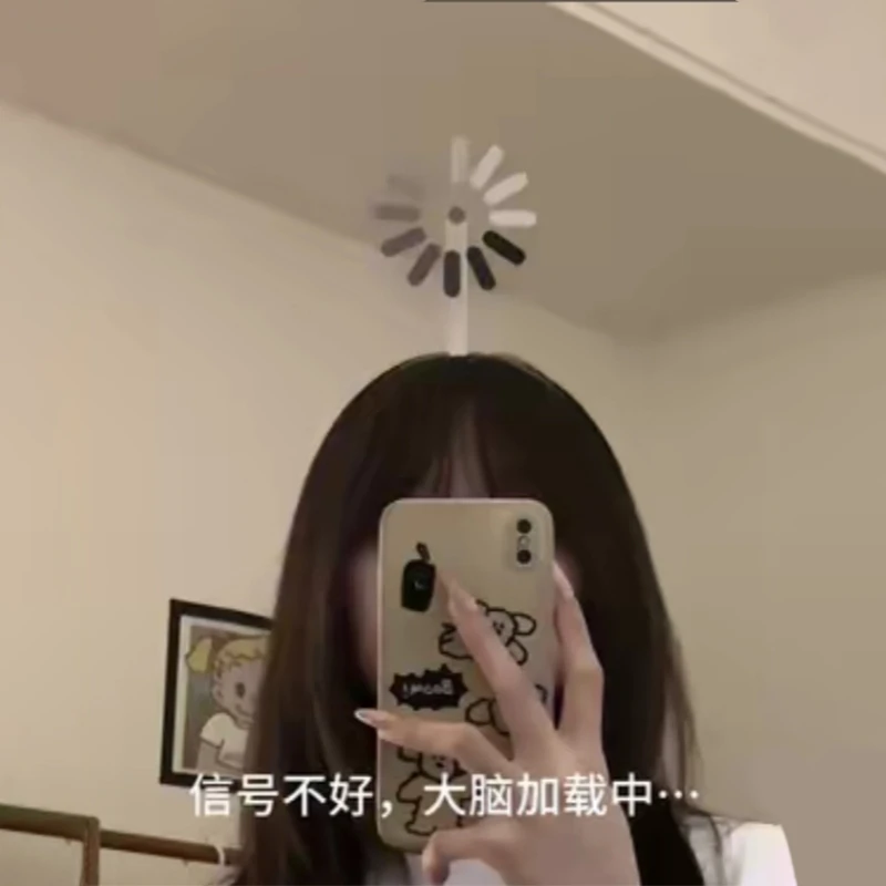 【创意搞笑发夹发箍两件/3*9圆】宕机发夹发饰转圈发夹加载中送朋友