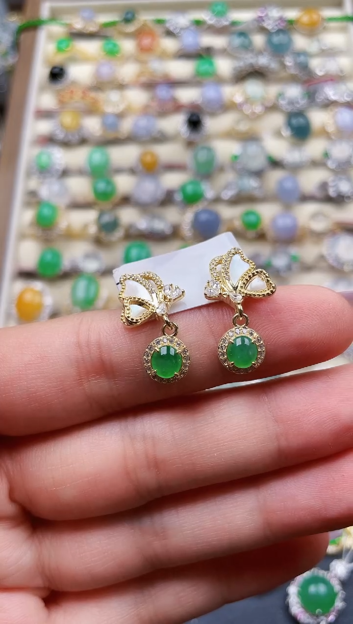 银S925镶嵌戒指翡翠173