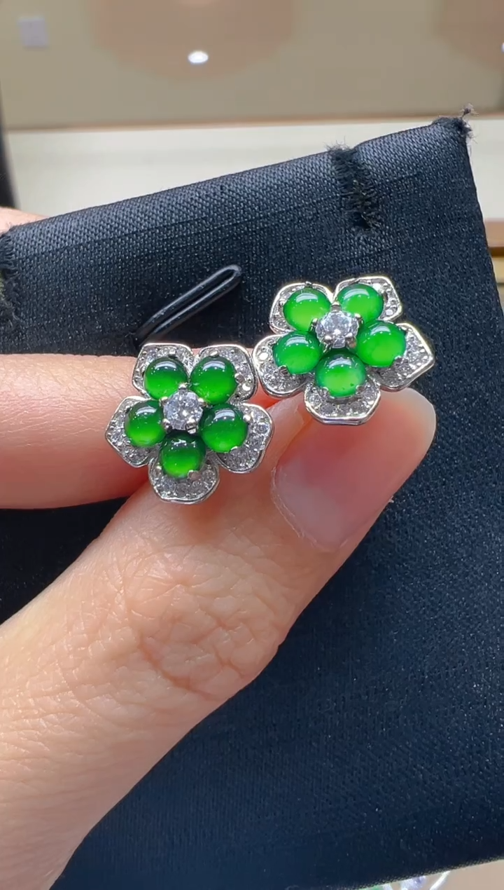 【闪购商品】翡翠耳饰银S925镶嵌多样性团购发一件