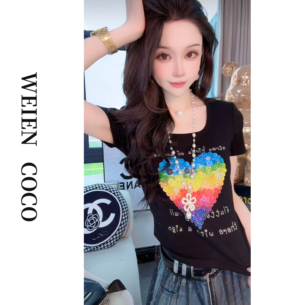【薇恩COCO】时尚修身显瘦字母爱心T恤时尚百搭气质女款S4606