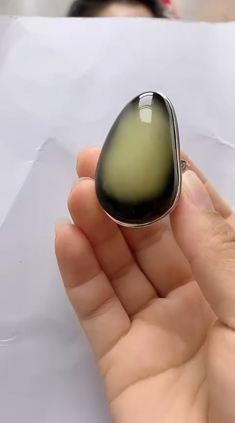 【闪购商品】琥珀裸石银S925镶嵌琥珀戒指