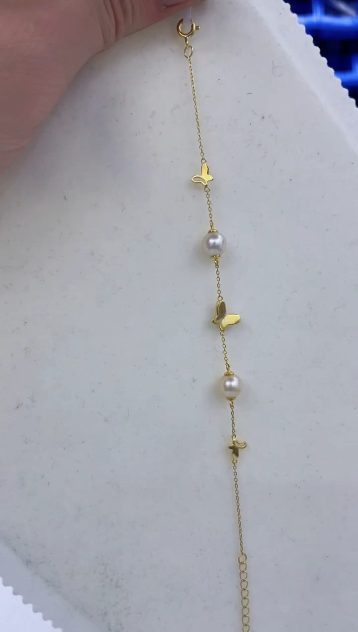 银S925镶嵌手链海水珍珠  