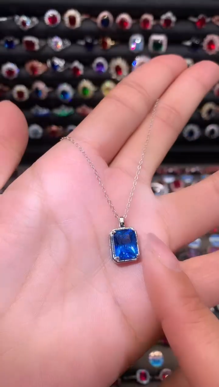 【闪购商品】蓝宝石颈饰银S925镶嵌矢车菊810