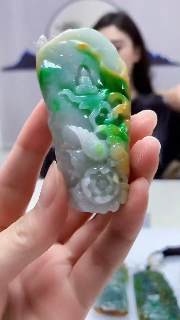 【闪购商品】定制翡翠未镶嵌4829zm-毛货挂件悟道115