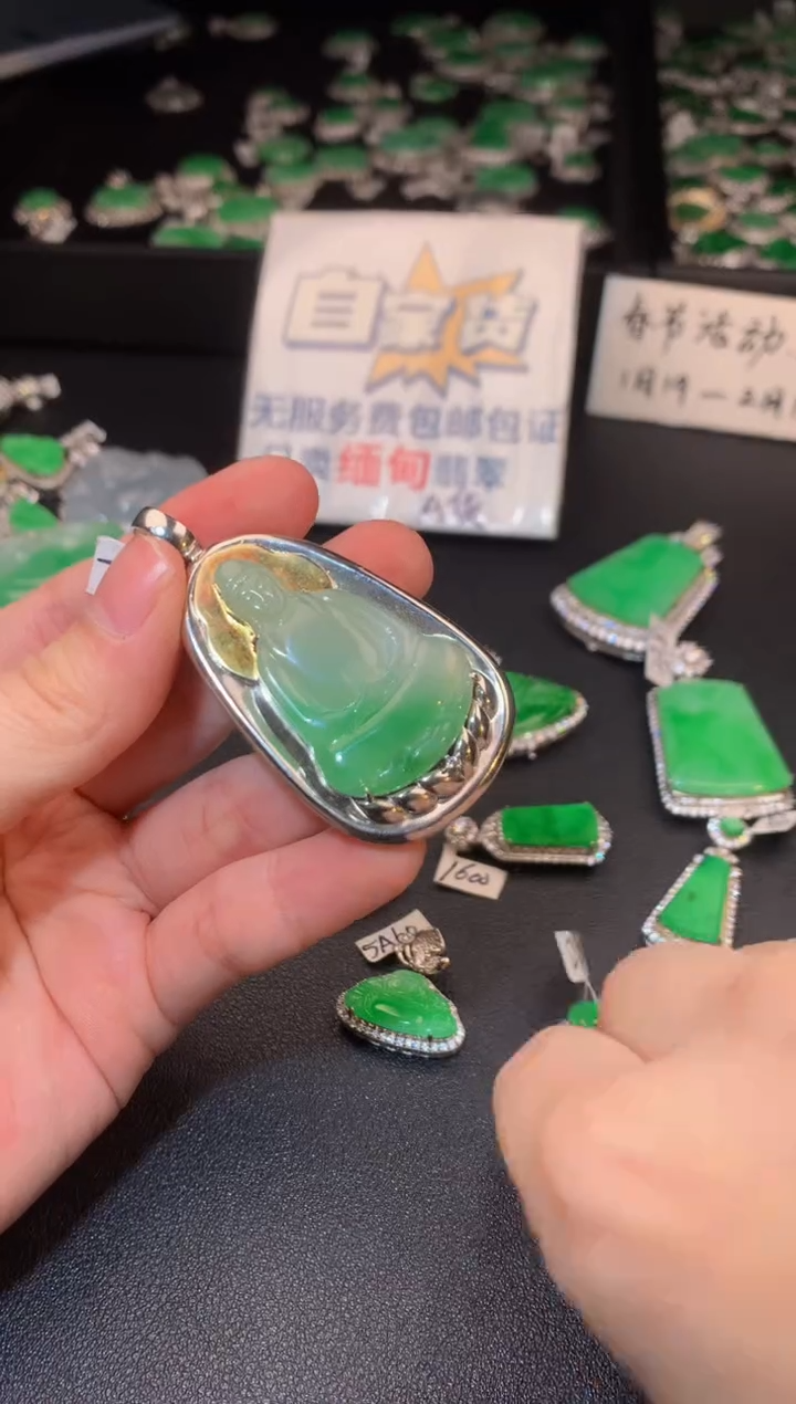 【闪购商品】翡翠颈饰银S925镶嵌翡翠