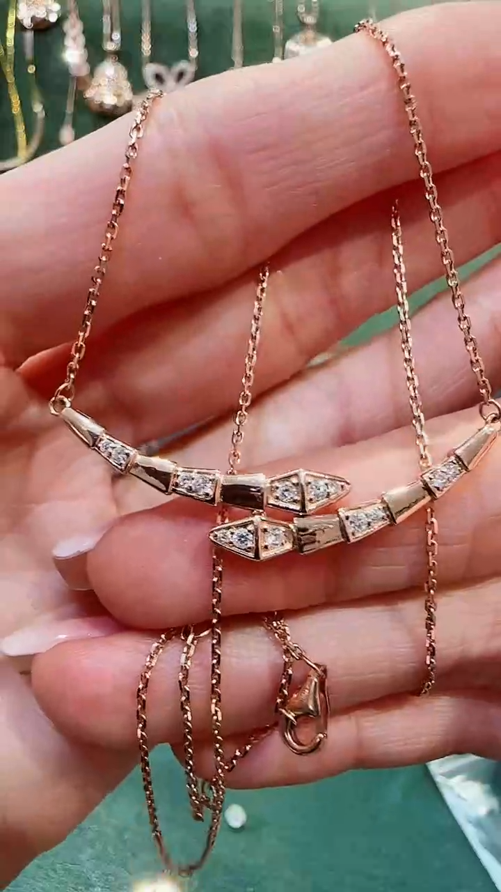 【闪购商品】钻石套链18K金镶嵌18K金钻石蛇蛇套链