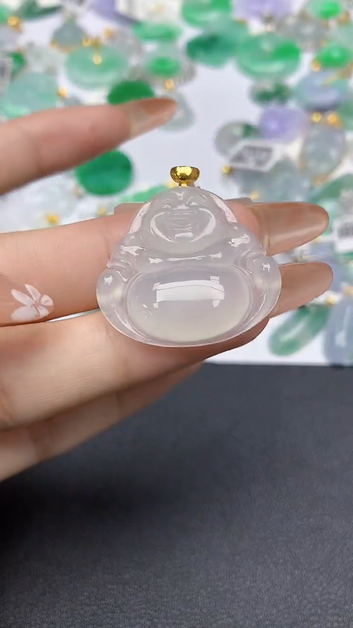 颈饰18K金镶嵌翡翠a货假一赔三支持复检百元上9元证书费自理