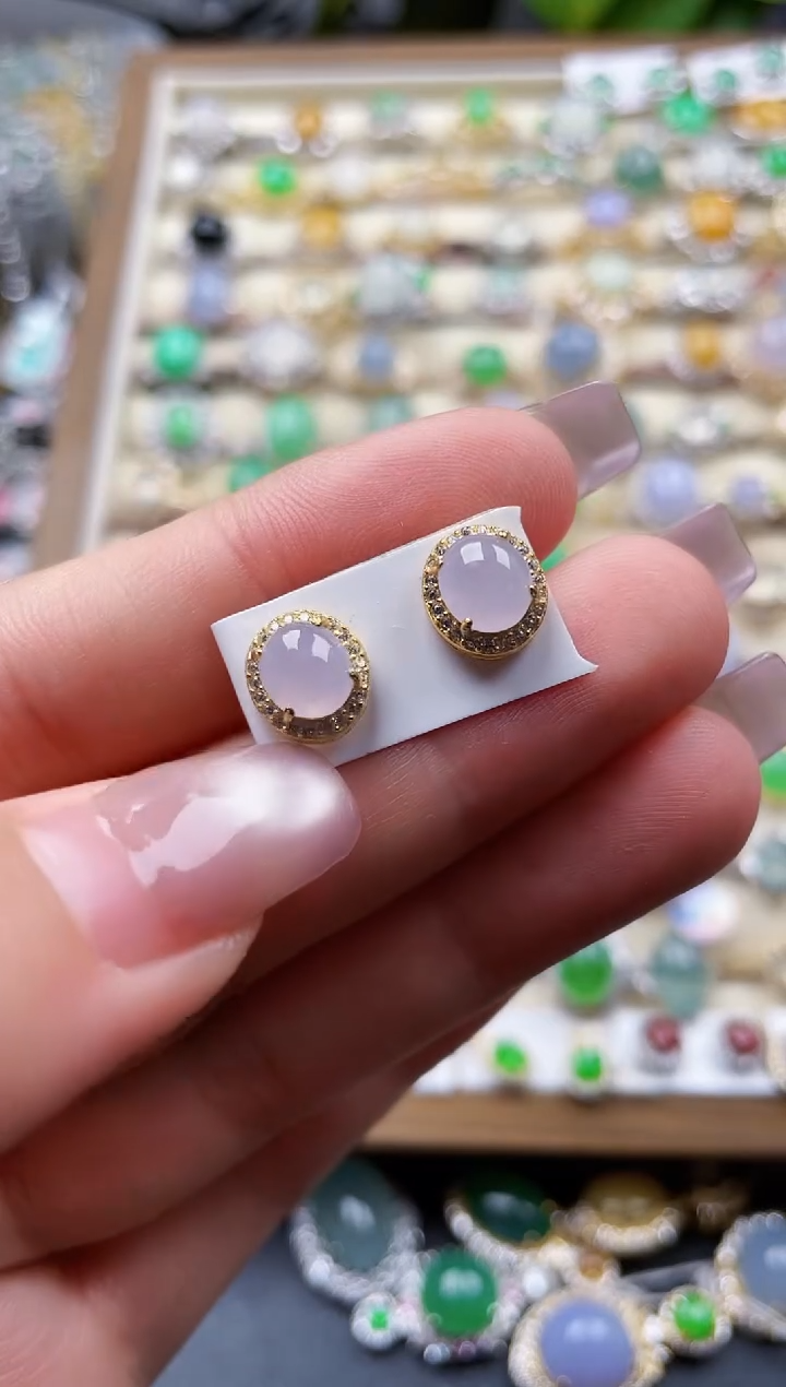 银S925镶嵌翡翠耳饰115