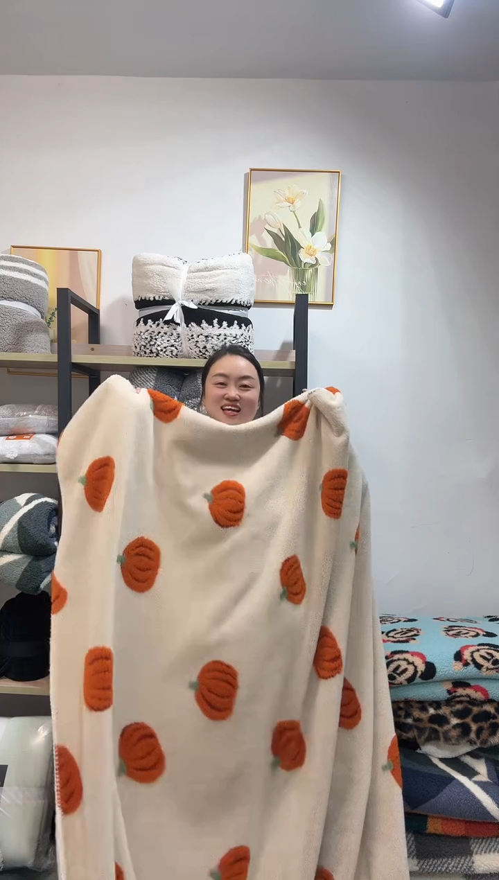 聚酯纤维200*230立体色织南瓜双层毯