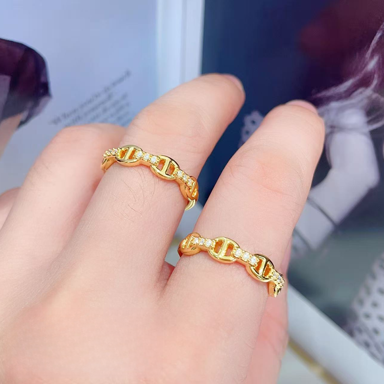 爱一【菲菲新品】足金999 黄金猪鼻子戒指戒指