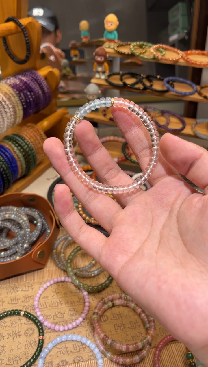 水晶手链银S925镶嵌海蓝宝/白水晶（需要拍两条库存才发货哦）