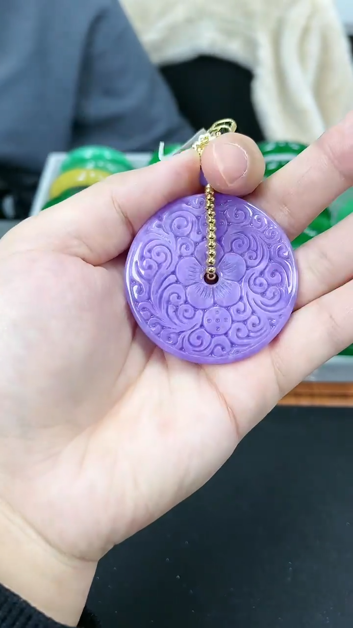 【闪购商品】砖雕s9 紫罗兰平安扣吊坠