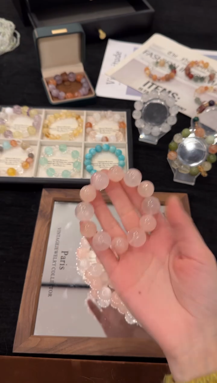 未镶嵌手链水晶粉红泡泡x3242