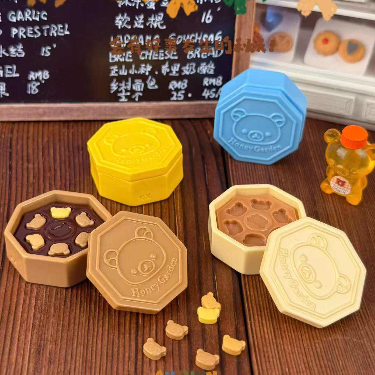 【开芯定制-轻松熊曲奇饼干套装】树脂仿真食玩 树脂diy手作配件