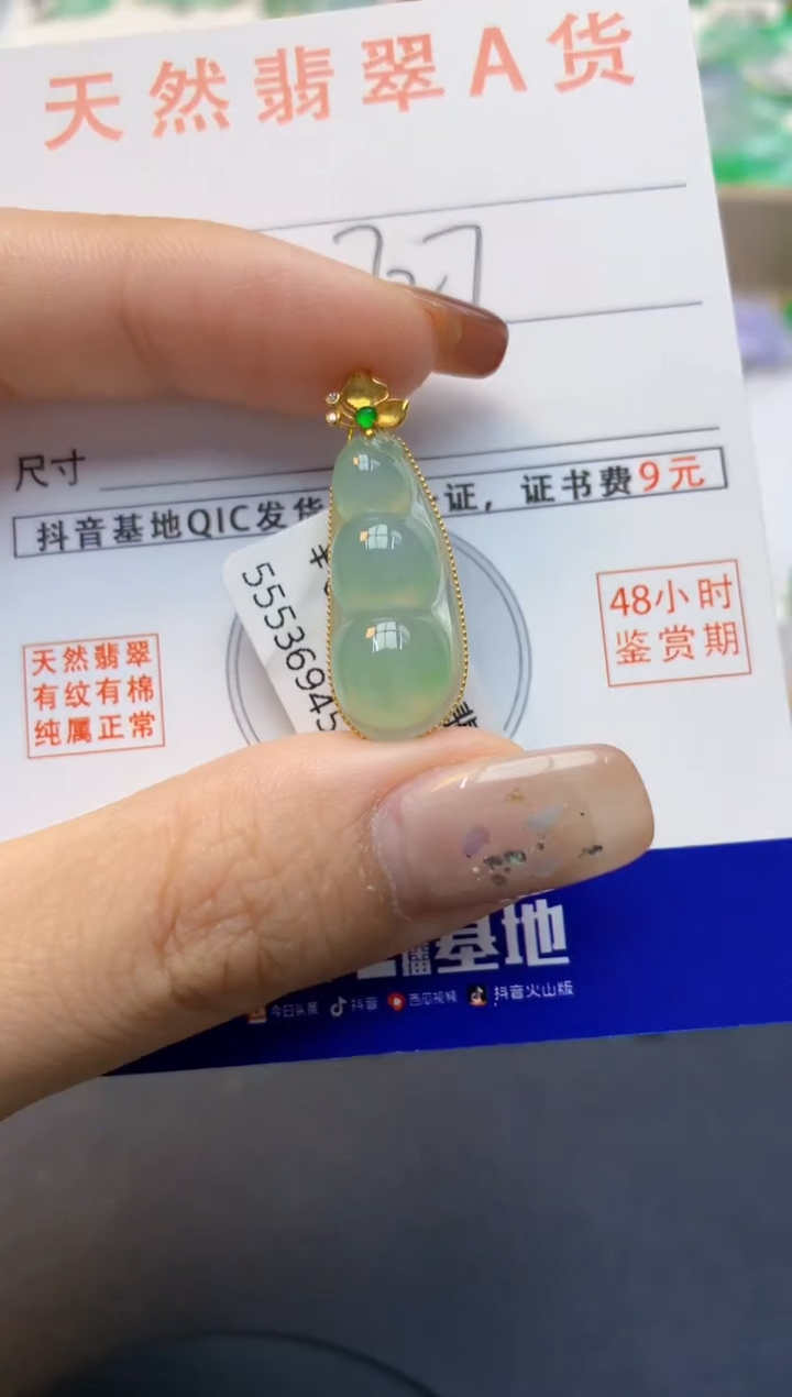 颈饰18K金镶嵌翡翠天然A货翡翠百元以上9元证书费自理