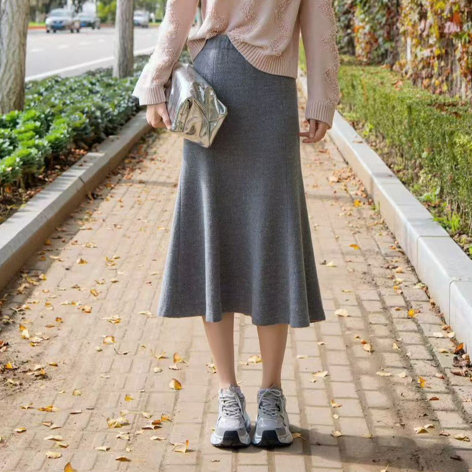 阿玛施AMASS【绵羊毛鱼尾裙】时尚气质高腰显瘦半身裙5200404