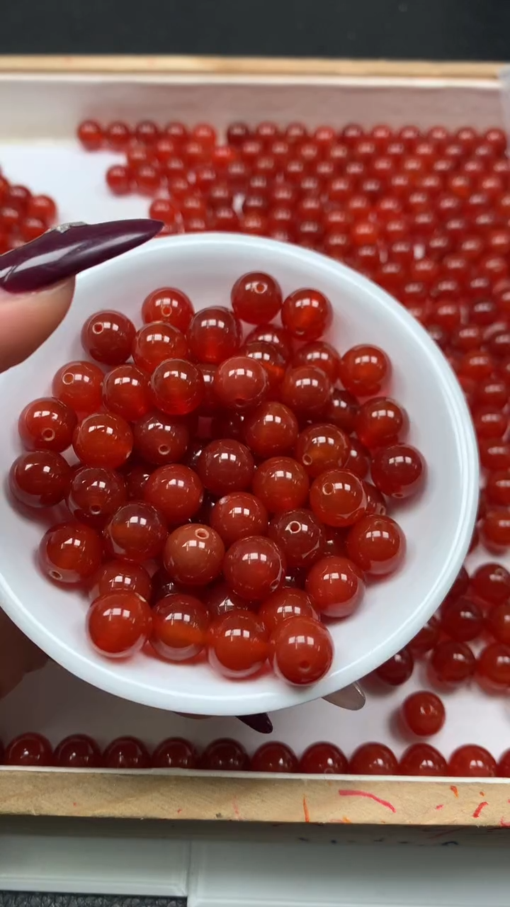 未镶嵌散珠南红玛瑙B589 冰柿子南红10mm10个6.8元