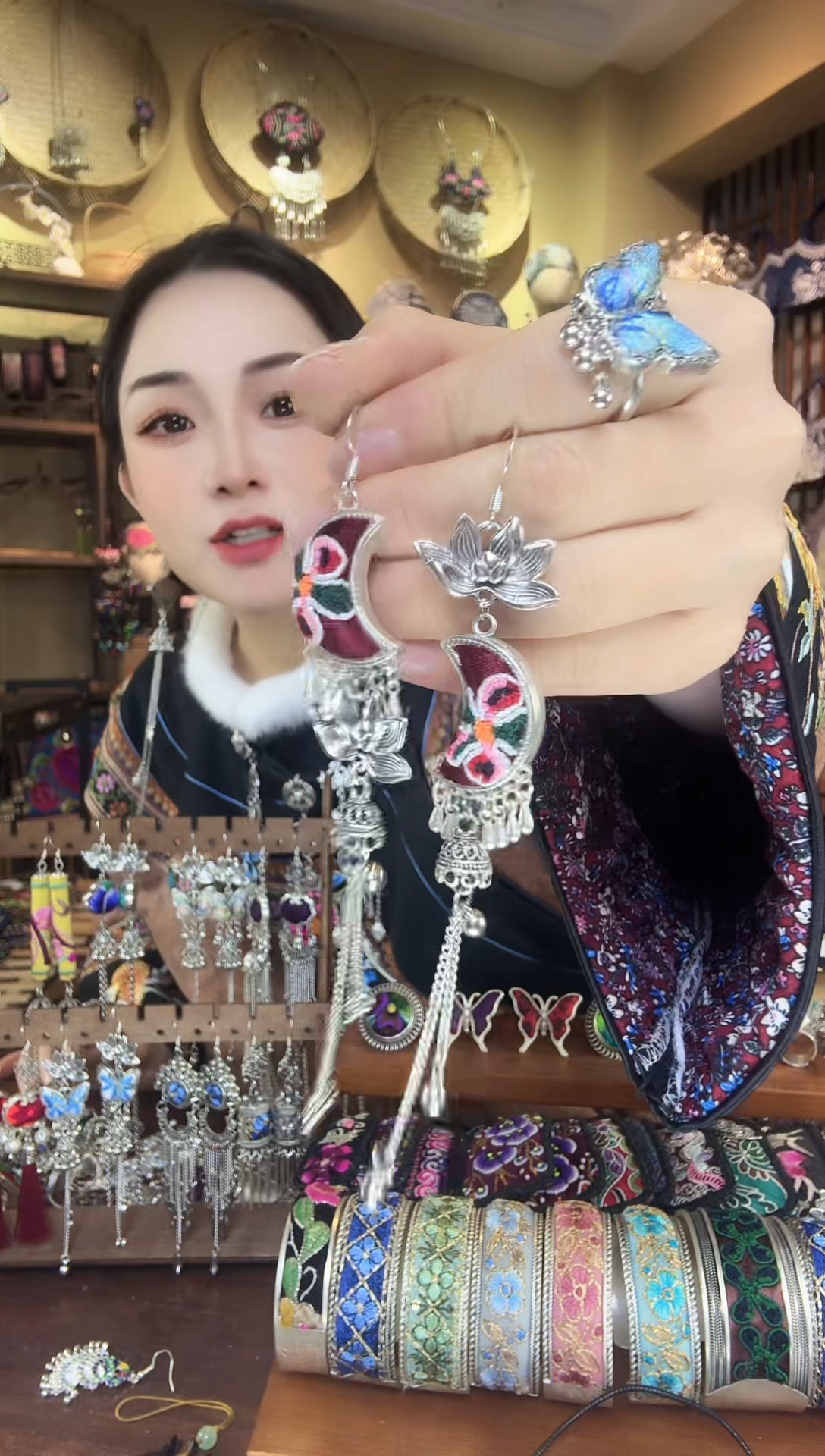 刺绣非遗刺绣民族风耳环