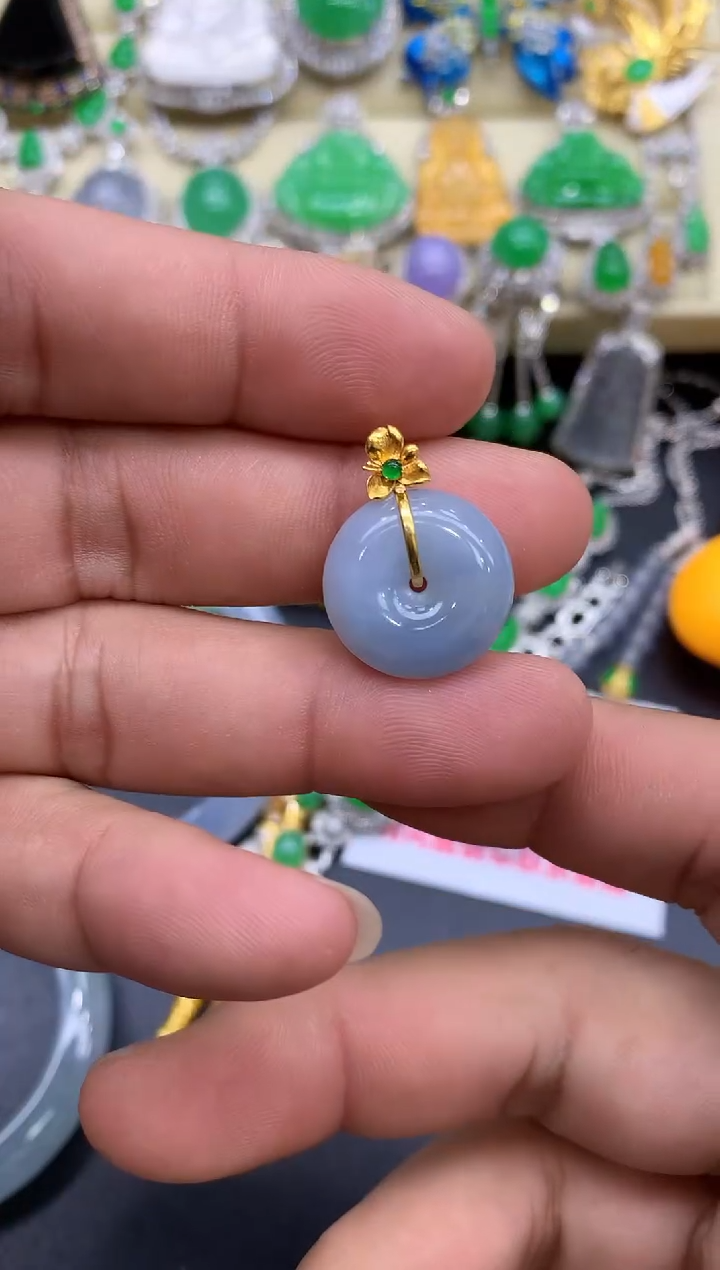 颈饰18K金镶嵌翡翠91-中国好珍宝