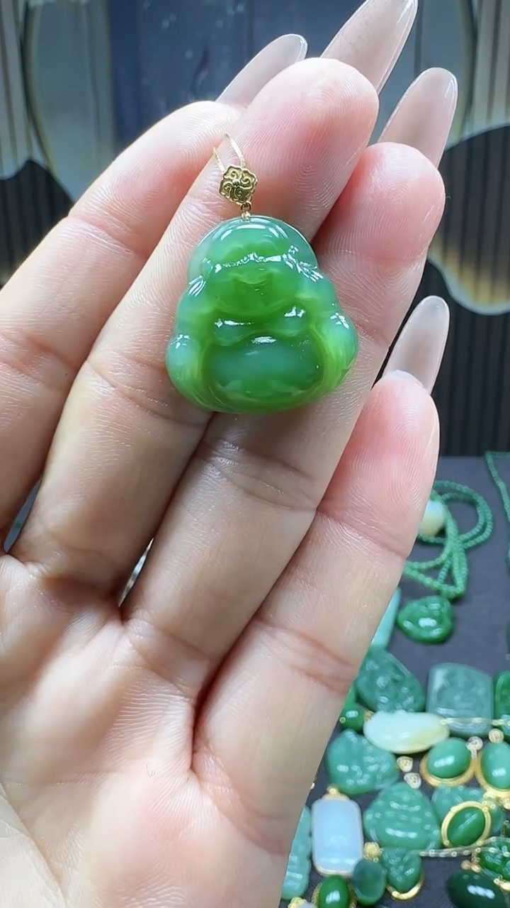 【闪购商品】和田玉吊坠(不含链)18K金镶嵌1