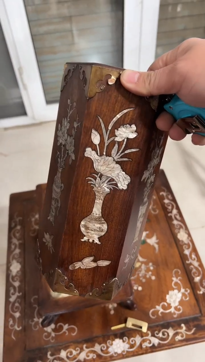 w****?花梨木六角螺钿帽桶