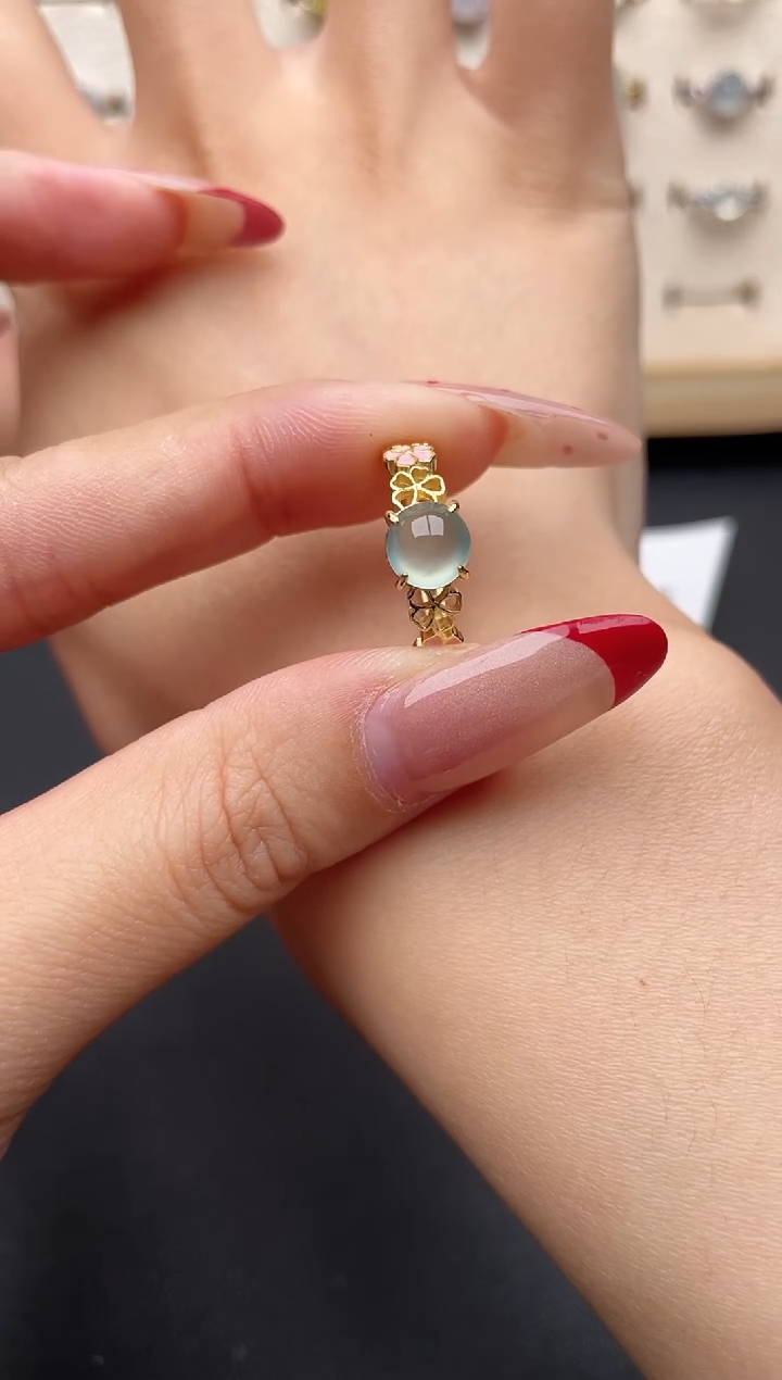 【闪购商品】翡翠戒指银S925镶嵌一物一证一礼盒