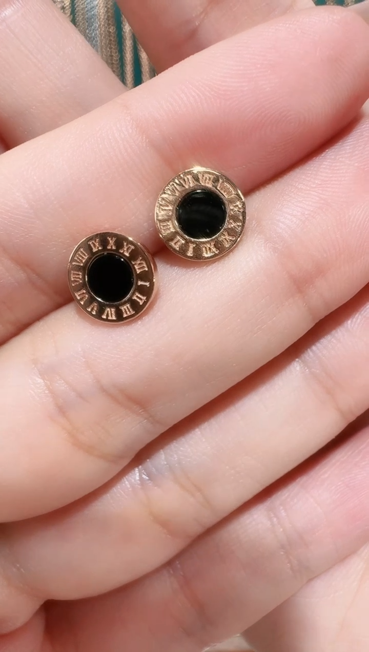 【闪购商品】玛瑙/玉髓耳钉18K金镶嵌耳钉