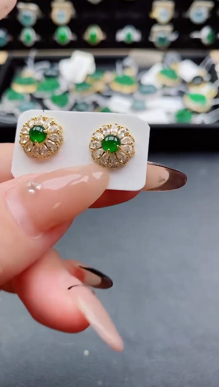 银S925镶嵌戒指翡翠1