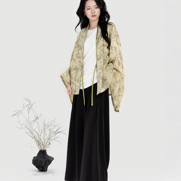 织造司原创汉服[佛跳墙]魏晋北朝褶衣吊带新中式【黑色套装】