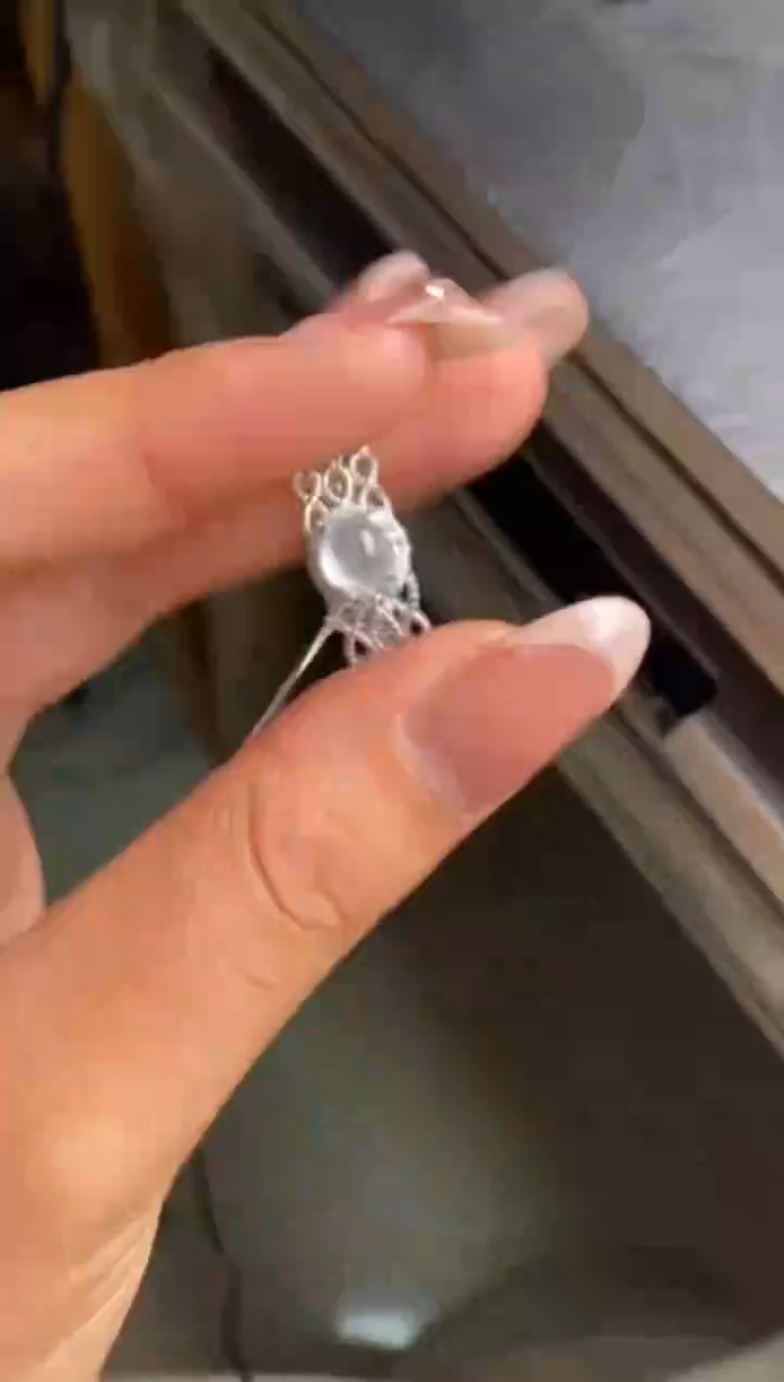 银S925镶嵌戒指翡翠好*.天然A货翡翠