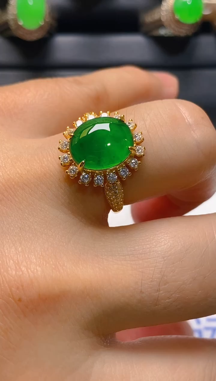 【闪购商品】翡翠耳饰银S925镶嵌天然A货翡翠1