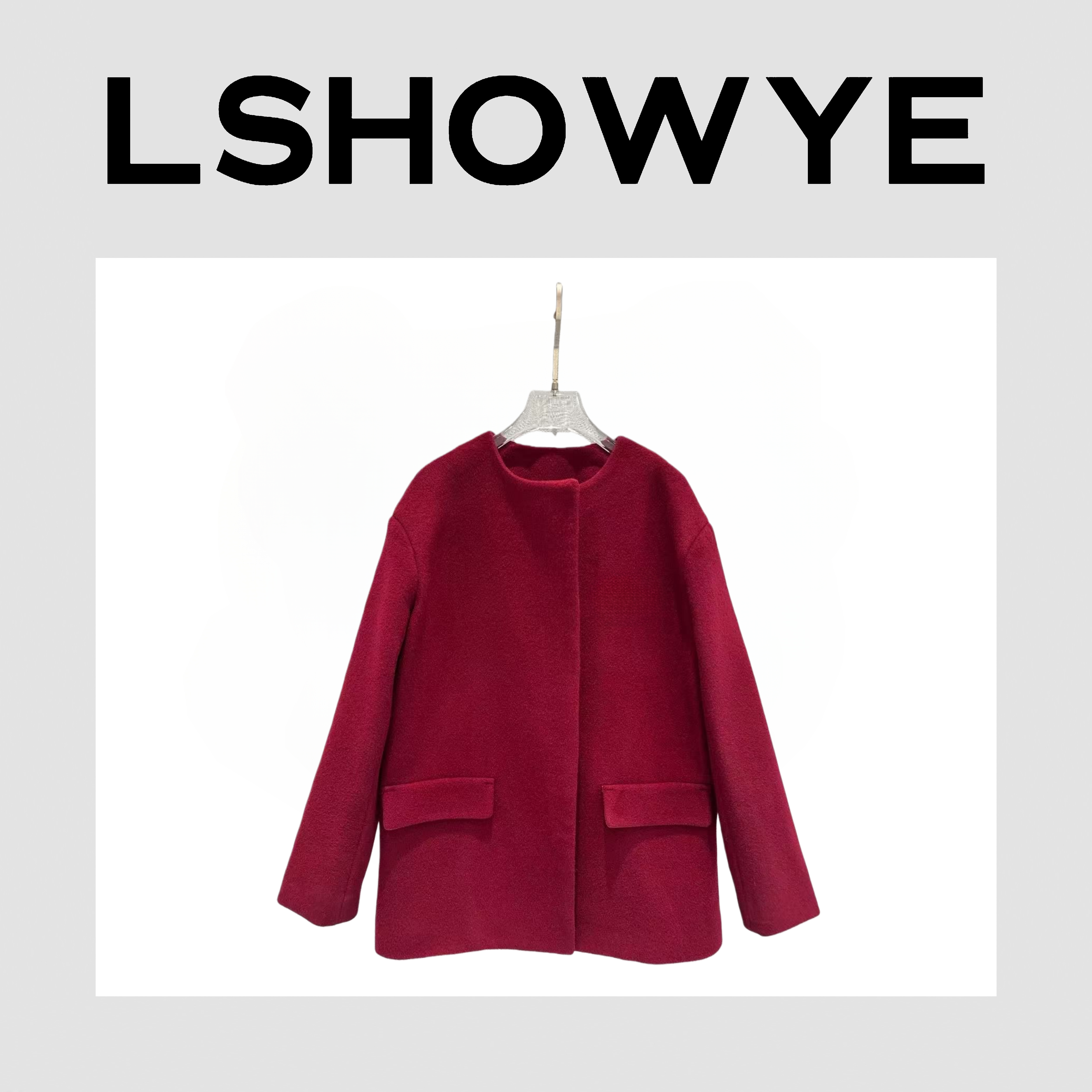 LSHOWYE｜刺绣小圆领羊毛呢大衣m1902