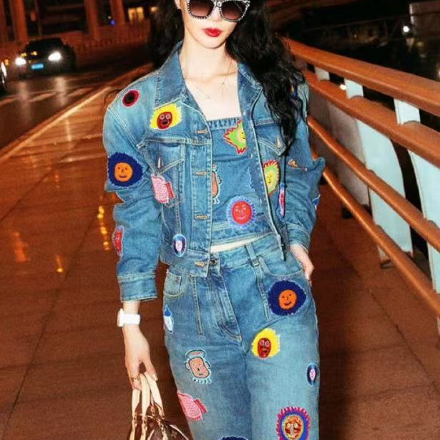 全新未使用 LOUIS VUITTON PARIS /面部贴饰牛仔外套/34码