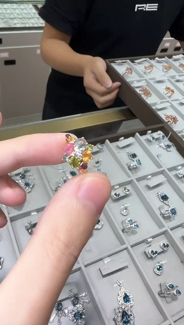 【闪购商品】碧玺戒指银S925镶嵌5mm设计款