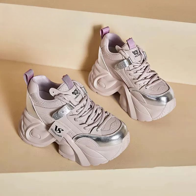 【冬季皮面款】厚底老爹鞋女2025年新款皮面小个子百搭休闲运动鞋