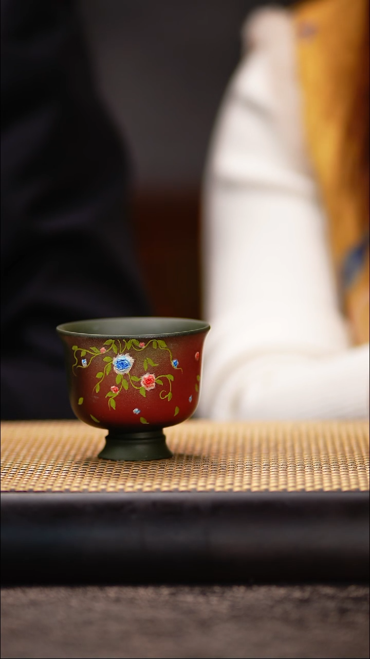 YHY114民国绿 玫瑰高足杯