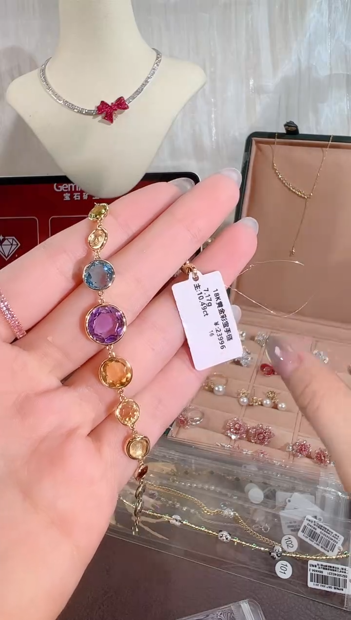 手链18K金镶嵌紫晶BB4065#-Y#100