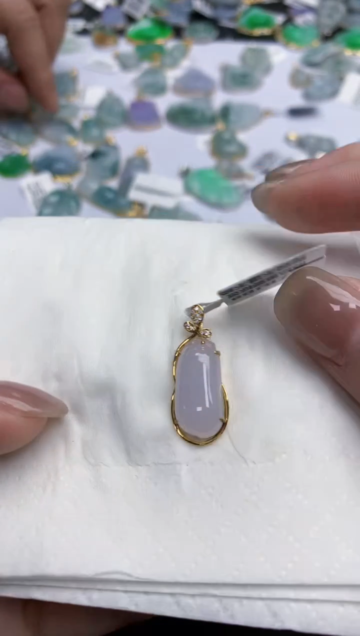 【闪购商品】翡翠颈饰18K金镶嵌天然缅甸翡翠A货