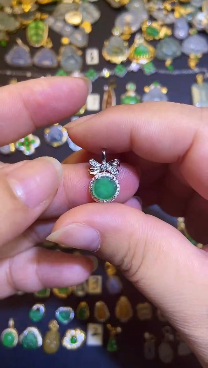 翡翠银S925镶嵌吊坠(不含链)1