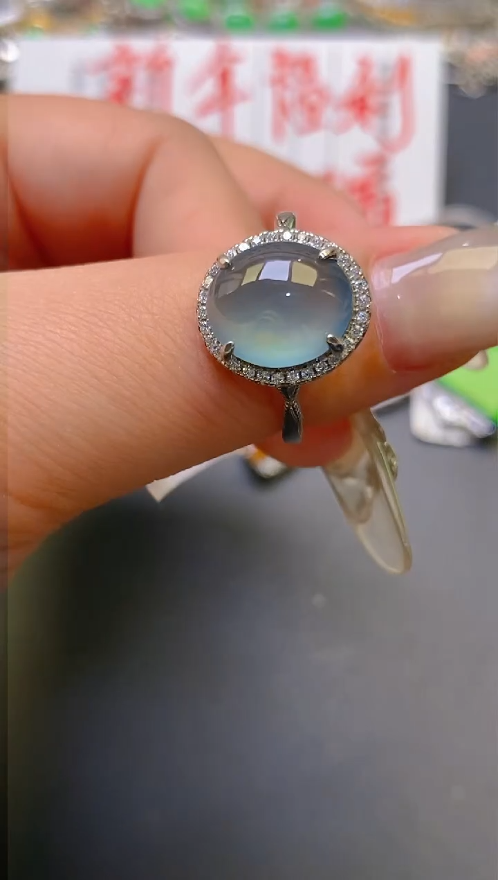 【闪购商品】翡翠耳饰银S925镶嵌天然A货翡翠1