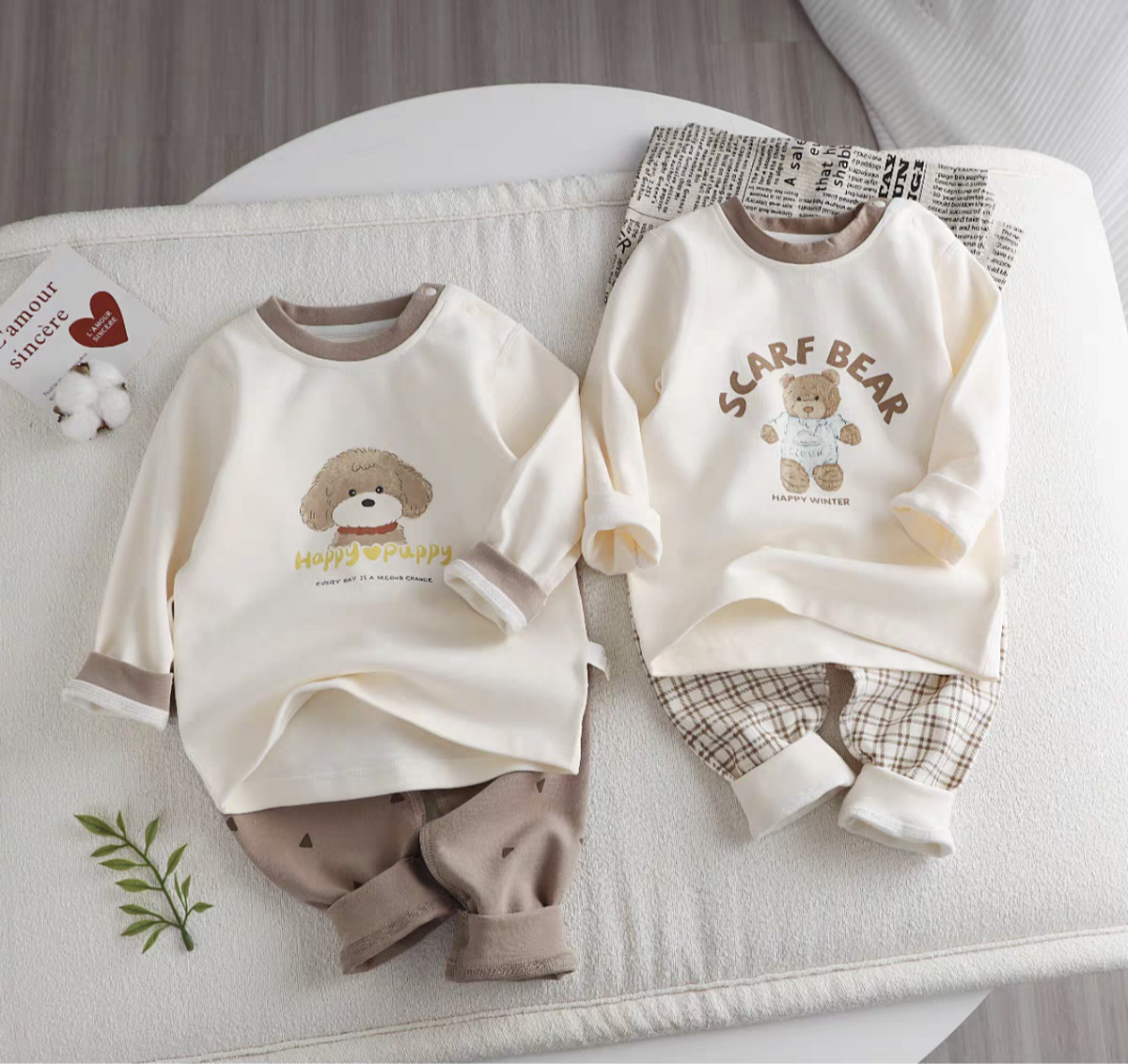 儿童秋冬高腰蚕丝平腰蚕丝保暖加厚套装