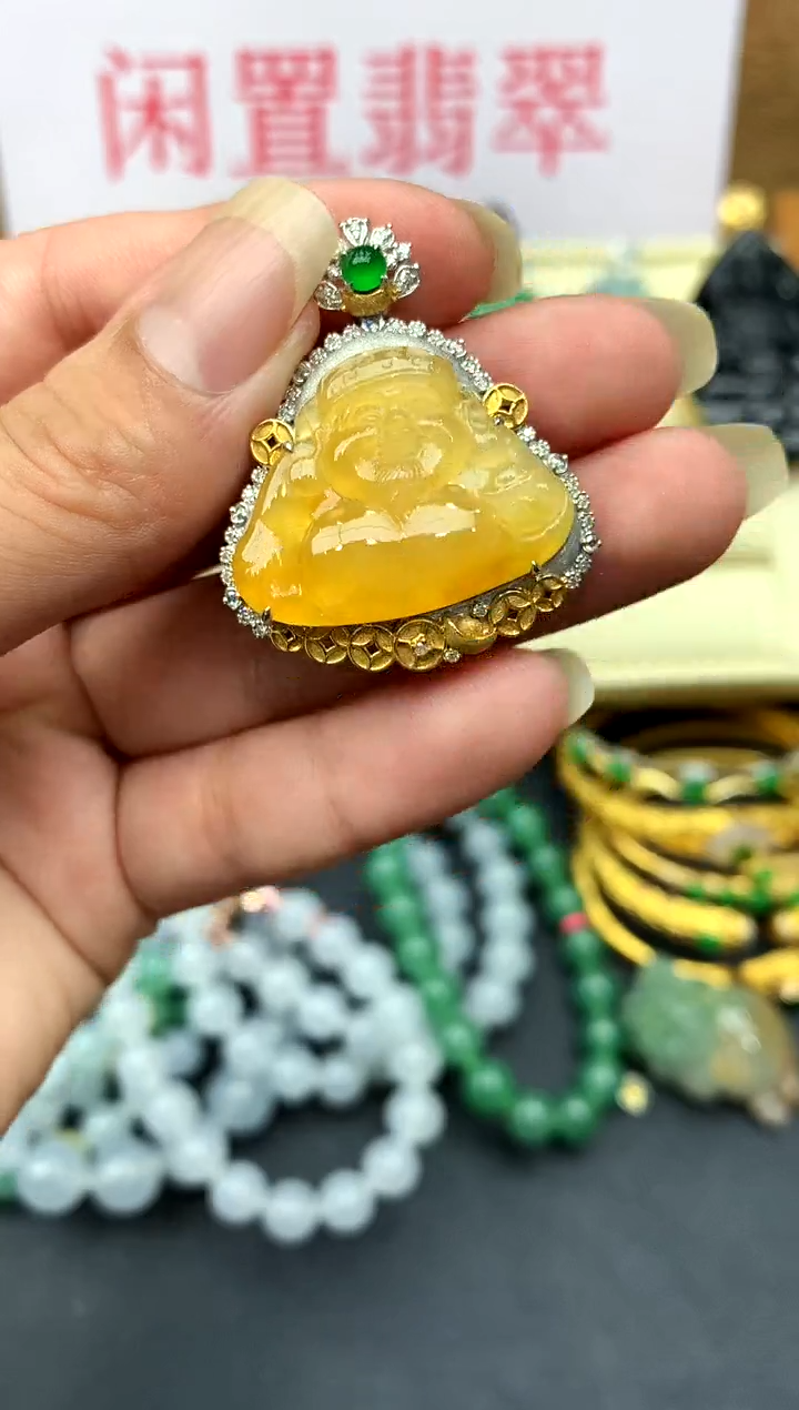 翡翠18K金镶嵌颈饰505-中国好珍宝