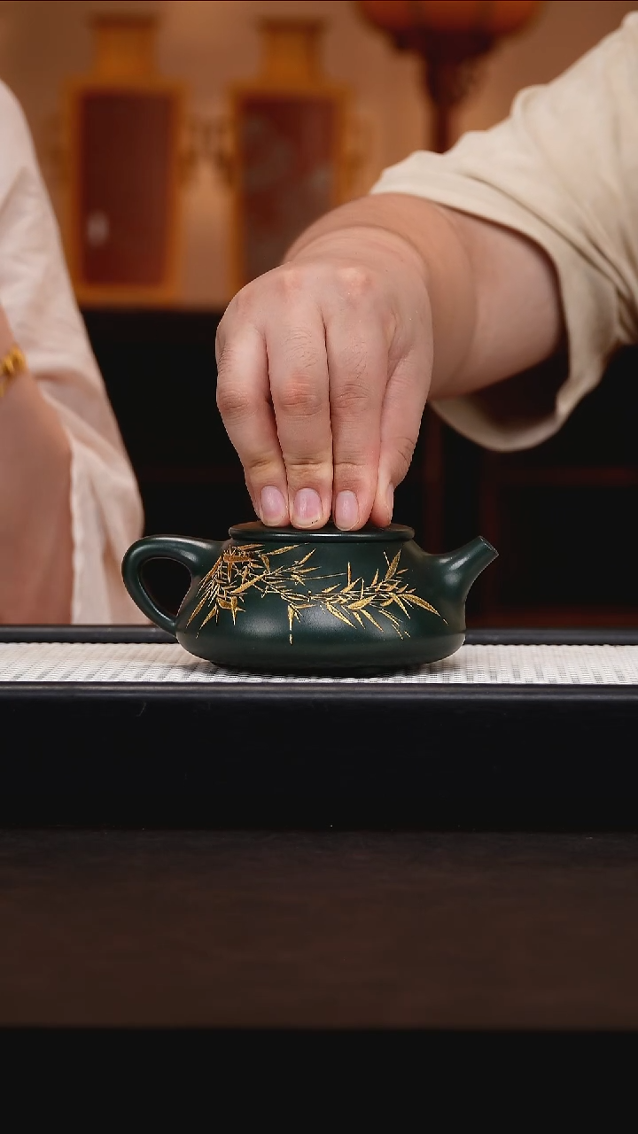 茶壶紫砂ZKN40景舟石瓢春辰绿泥380CC