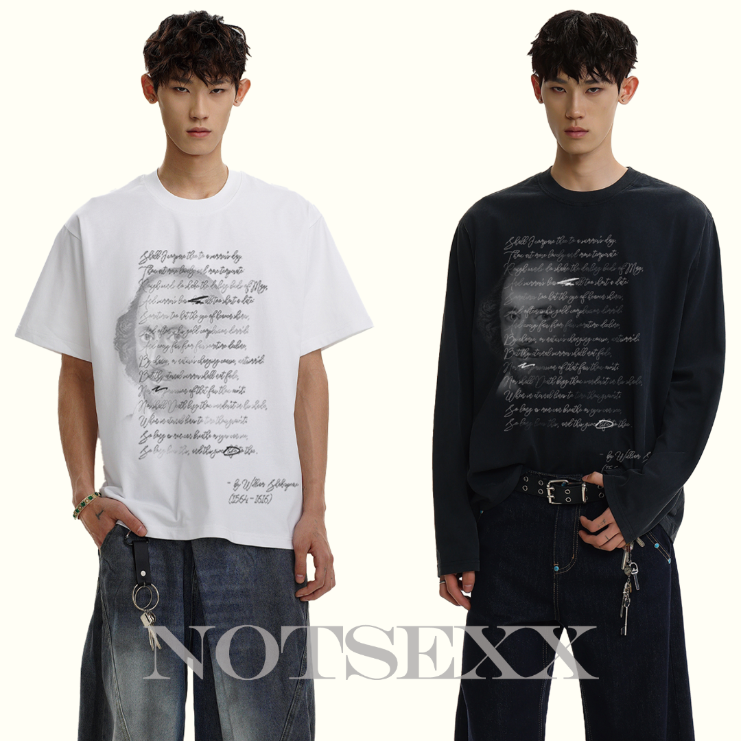 notsexx「莎士比亚仲夏夜之梦」sorona凉感进口白墨直喷boxy短宽t恤