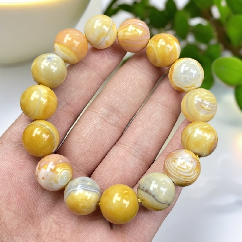 寿山石玛瑙玉石手串尺寸14mm15颗