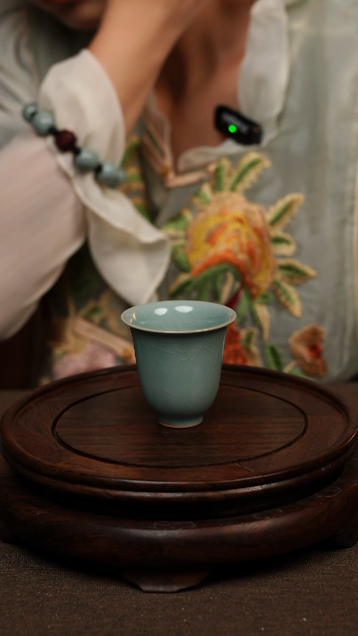 瓷片仿古天青全手闻香杯60ml 微瑕 不带礼盒