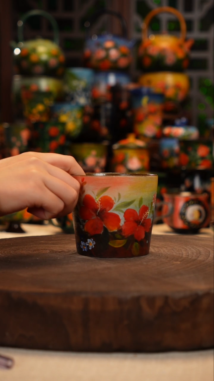 紫砂油画手绘釉下彩
