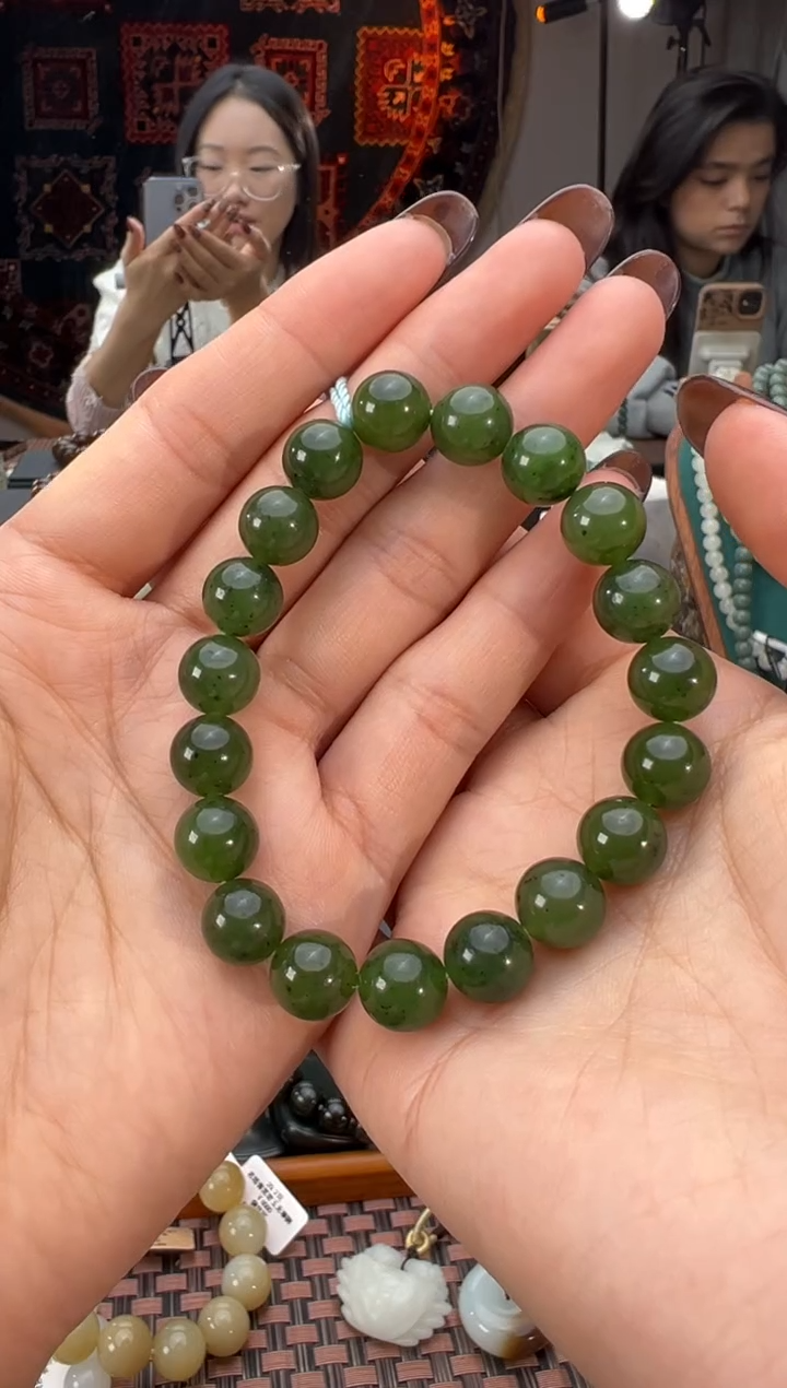 未镶嵌手串和田玉木孜塔格碧玉手串卡10