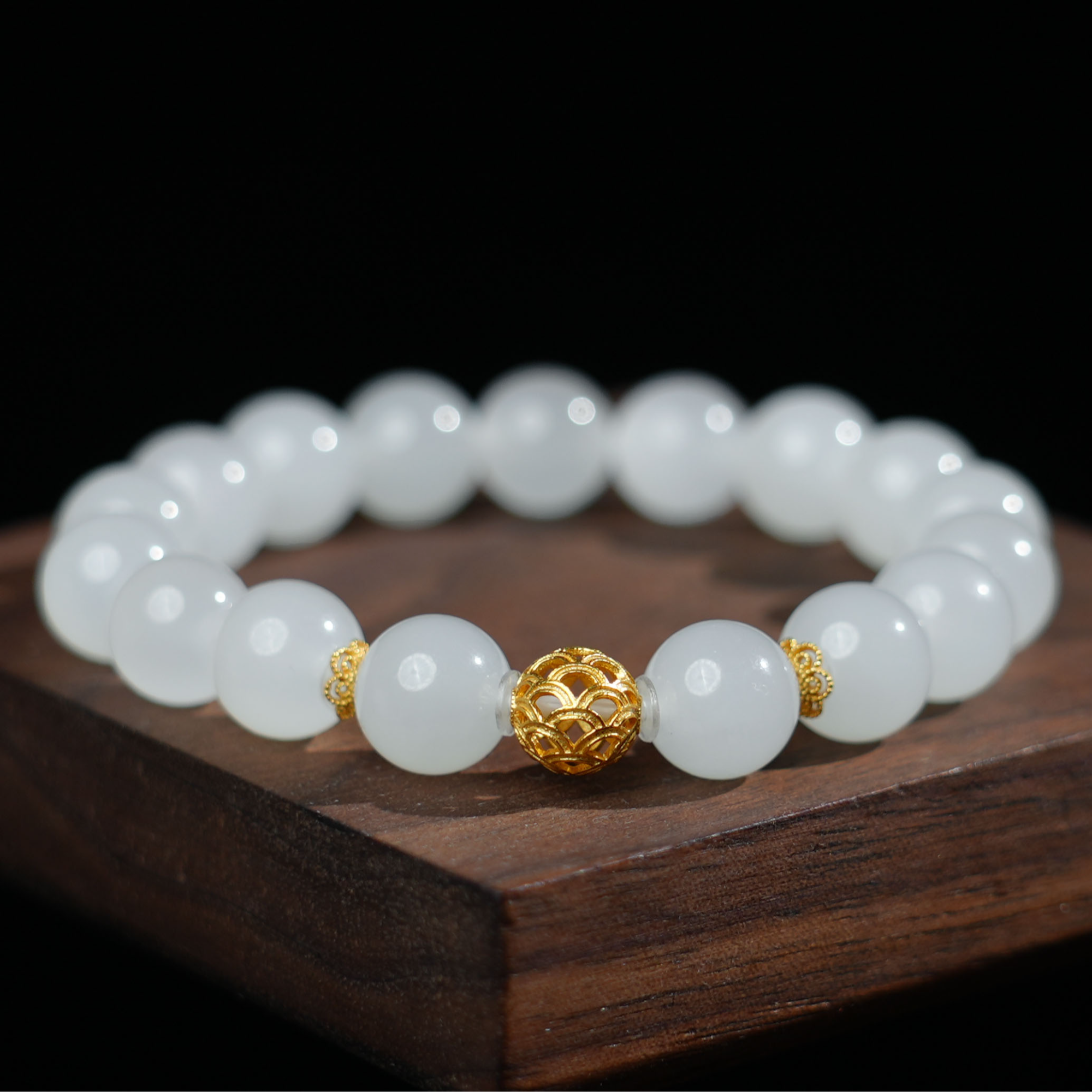 V姐|心选|和田玉白玉圆珠手串 10mm-HL121947